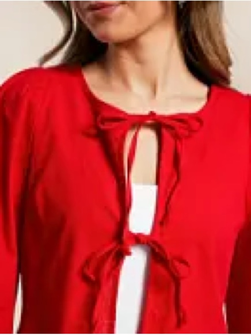 Willow and Root Women’s Red Tie-Front Blouse - Picture 2 of 3